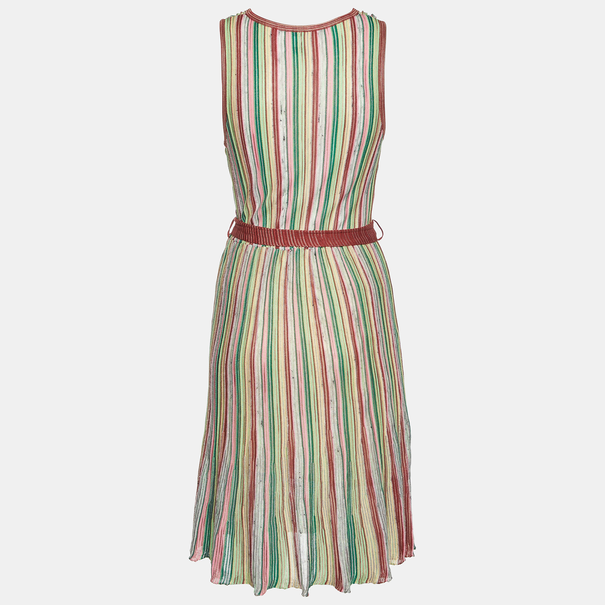 M Missoni Multicolor Patterned Knit V Neck Sleeveless Short Dress S