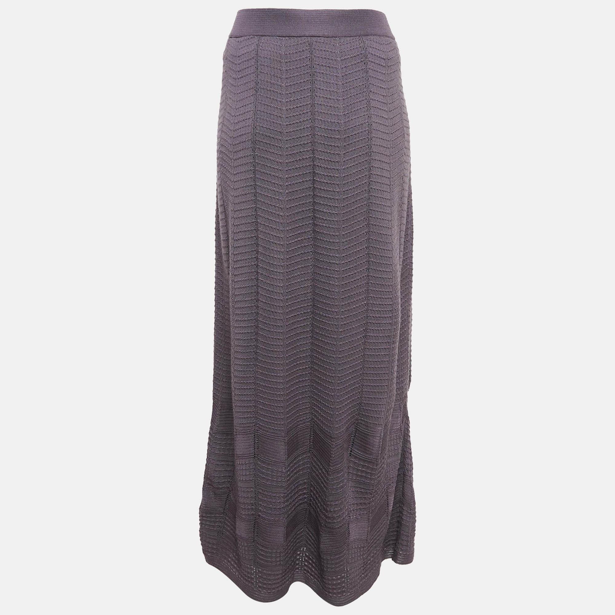 M Missoni Light Purple Chevron Pattern Knit Maxi Skirt S