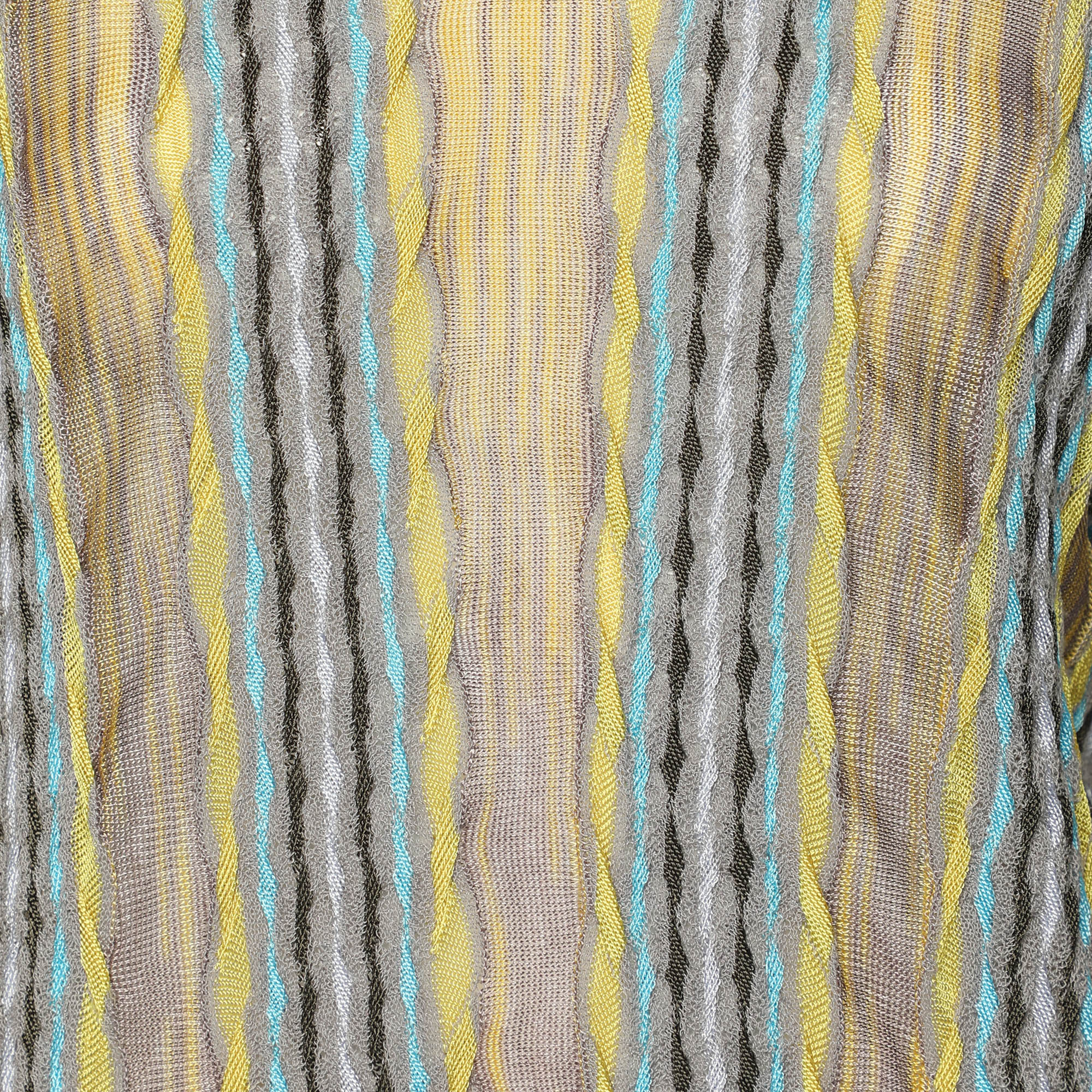 M Missoni Grey/Yellow Knit Fabric Top M