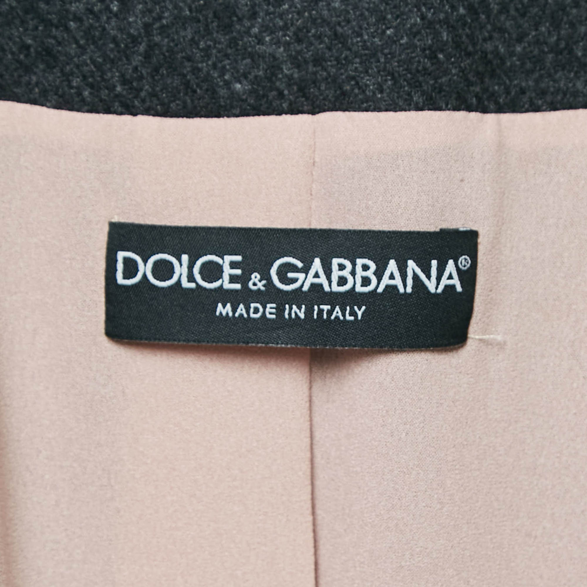 Dolce & Gabbana Grey Wool Double Breasted Coat M