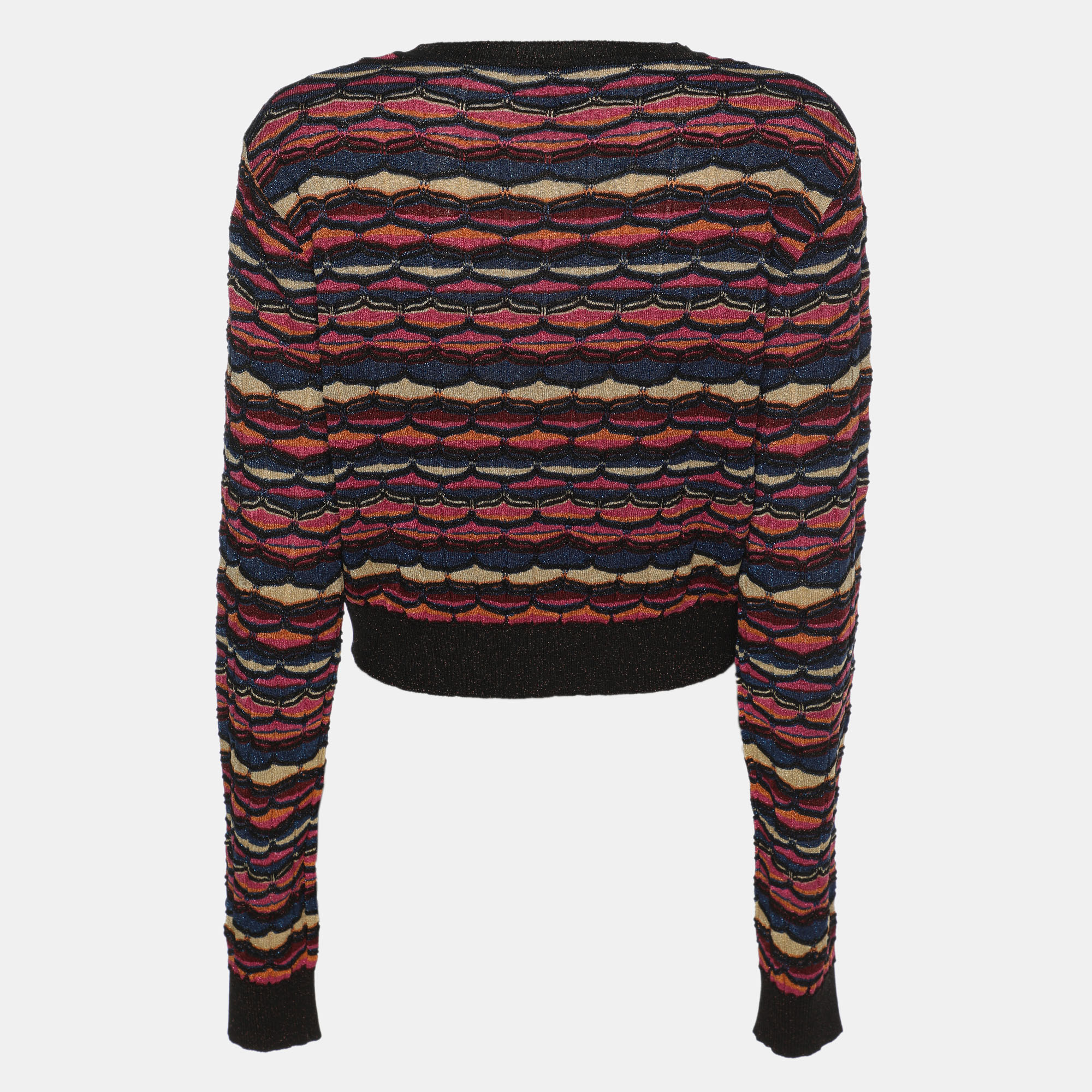 M Missoni Multicolor Striped Lurex Knit Cardigan L