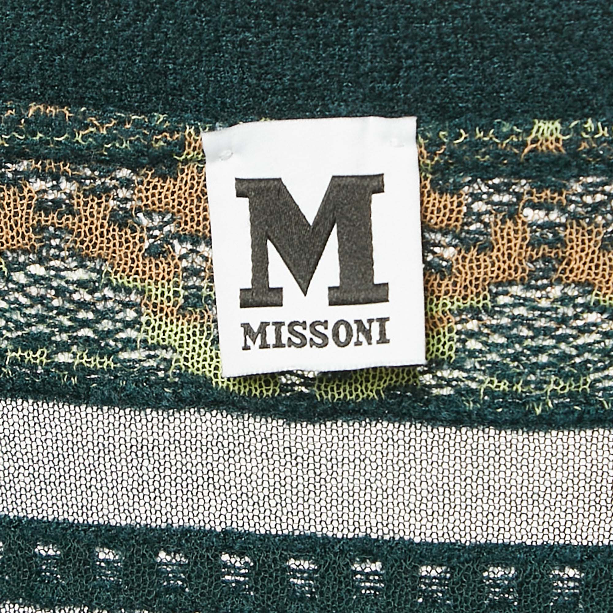 M Missoni Green Stripe Knit Belted Long Cardigan M