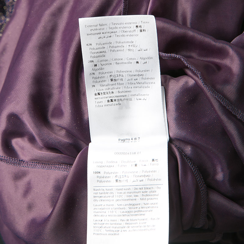 M Missoni Purple Lurex Perforated Knit Pleated Skirt M