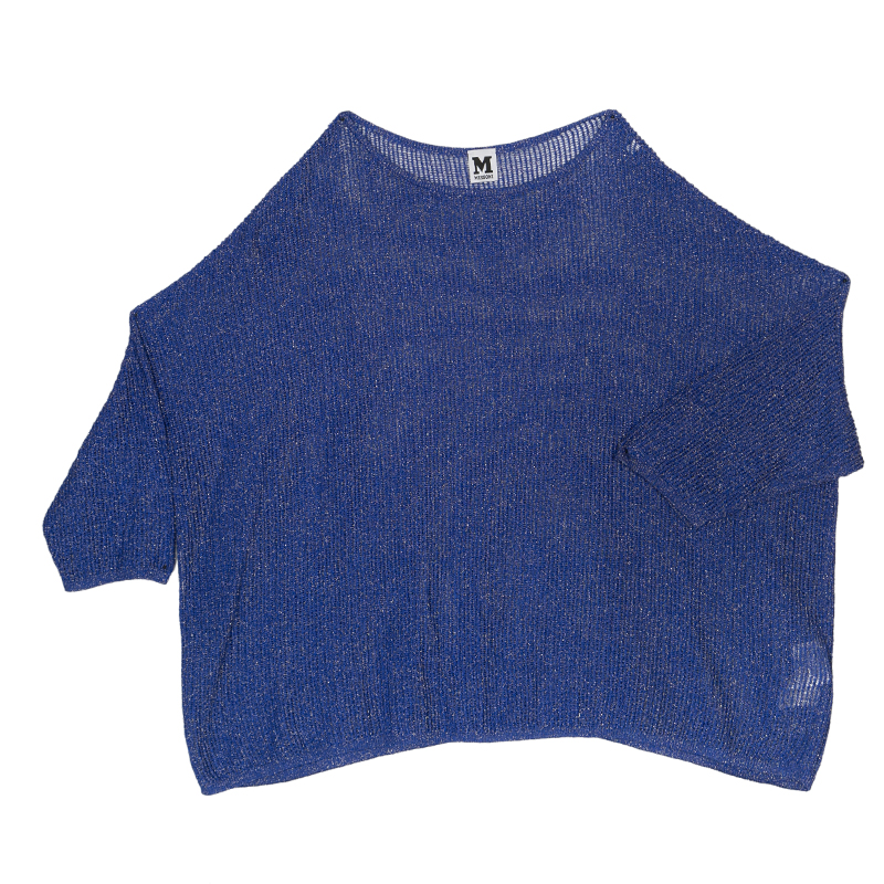 Image of M Missoni Blue Lurex Perforated Knit Oversized Top S