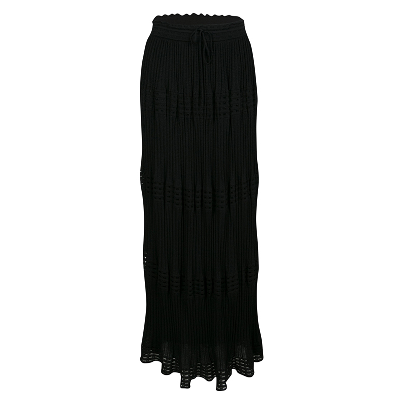 

Missoni Black Lurex Perforated Knit Pleated Skirt