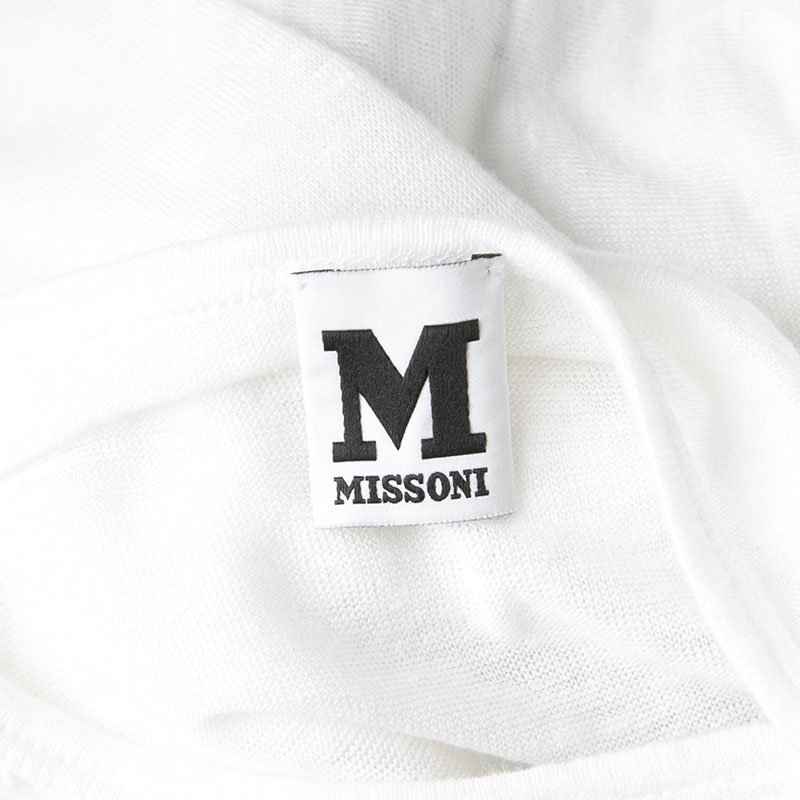 M Missoni White Knit Eyelet Panel Detail Short Sleeve Top M