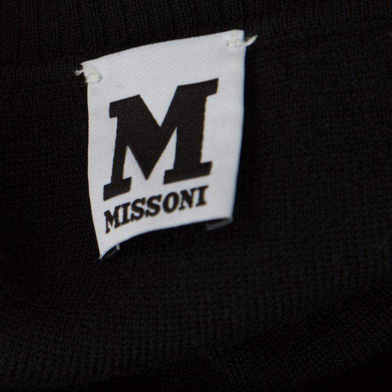 M Missoni Black Patterned Dobby Knit Boxy Sweater Top M