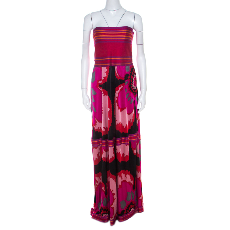 Image of M Missoni Multicolor Printed Jersey Strapless Maxi Dress M