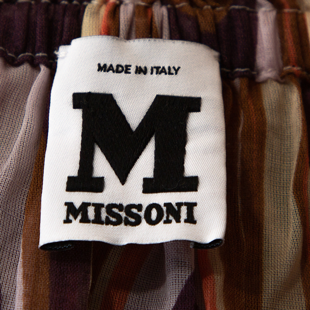 M Missoni Multicolor Printed Cotton Ruched Neckline Blouse M