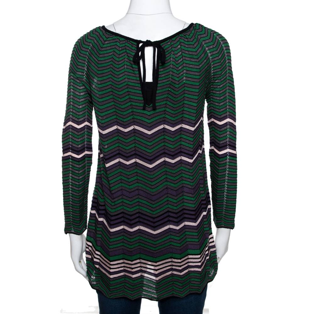 M Missoni Green Pointelle Knit Long Sleeve Top S