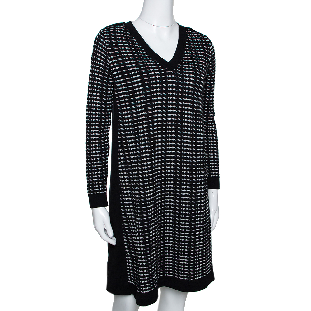 

M Missoni Monochrome Textured Knit Shift Dress, Black