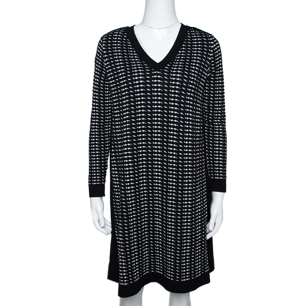 Image of M Missoni Monochrome Textured Knit Shift Dress S