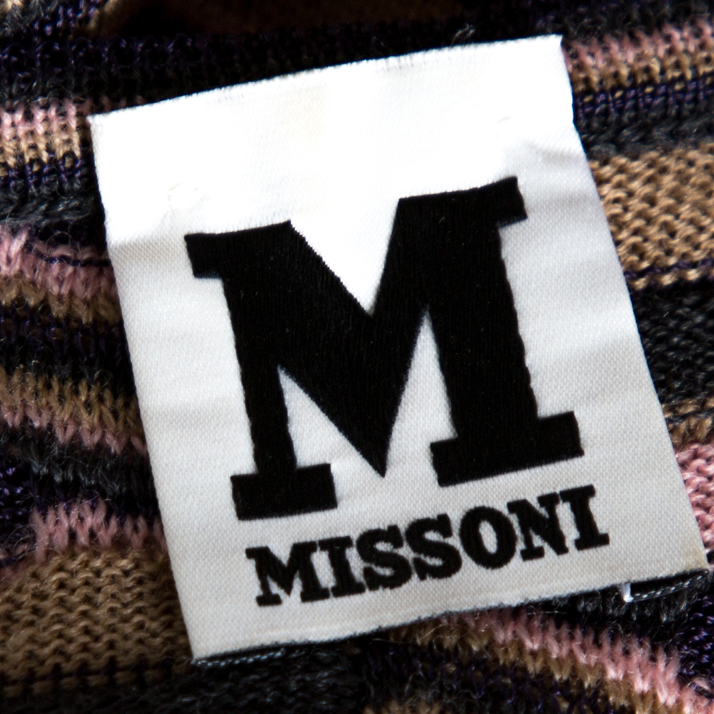 M Missoni Multicolor Striped Knit Shoulder Tie Detail Tunic M