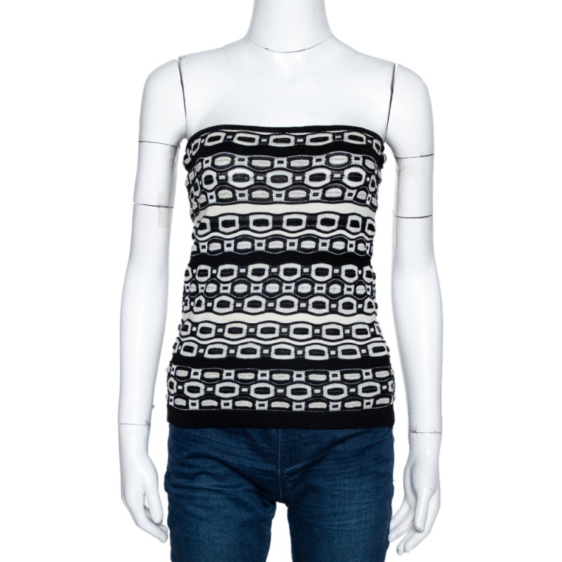 Image of M Missoni Monochrome Knit Strapless Top M