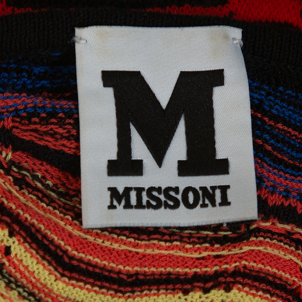 M Missoni Multicolor Wavy Linen Blend Knit Sleeveless Dress M