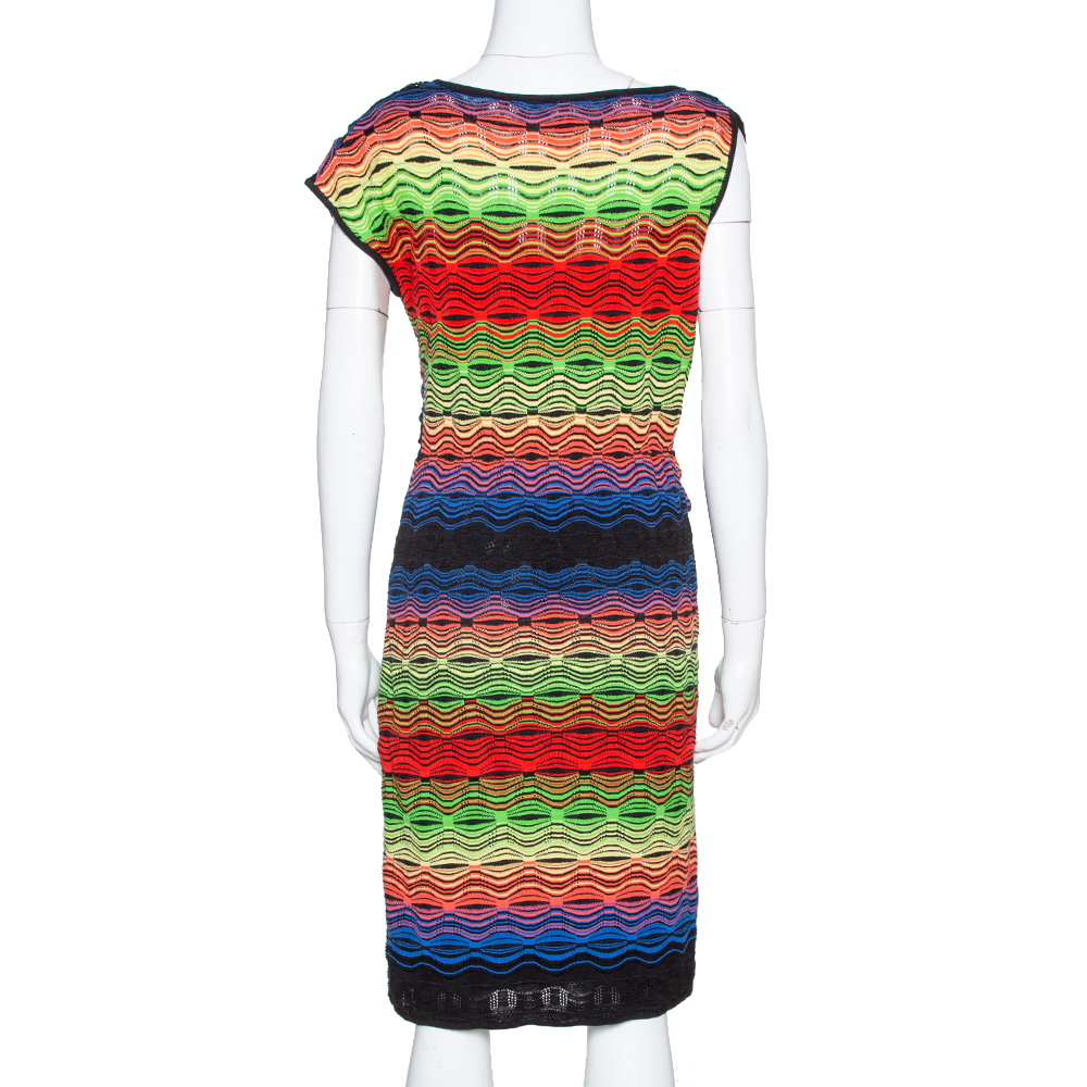 M Missoni Multicolor Wavy Linen Blend Knit Sleeveless Dress M