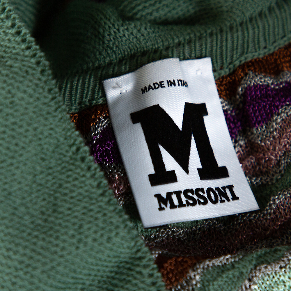 M Missoni Sage Green Wool Knit Ruffled Shift Dress M