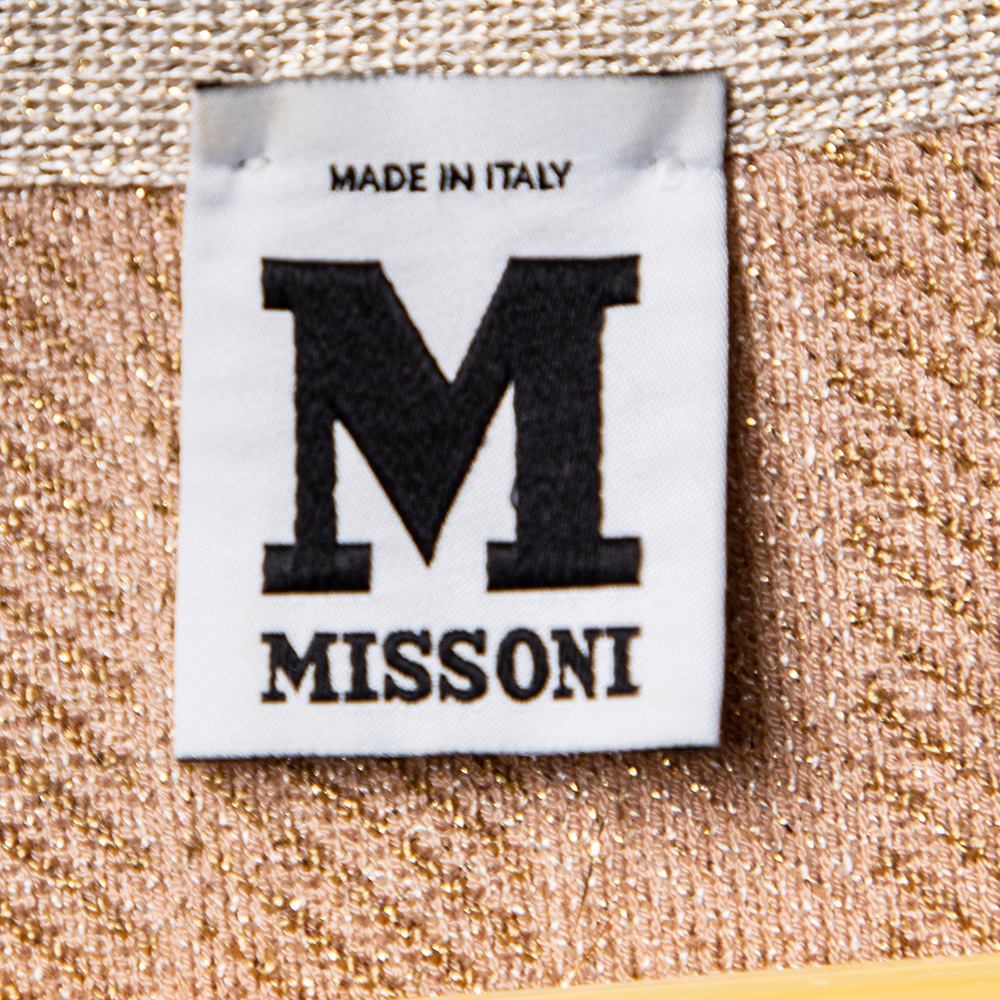 M Missoni Metallic  Zig Zag Pattern Knit Sleeveless Midi Dress L
