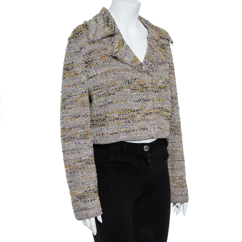 M Missoni Multicolor Tweed Cropped Blazer L