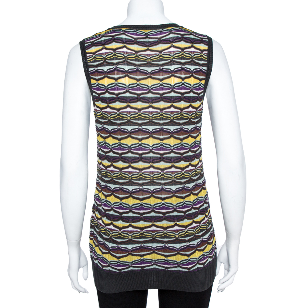 M Missoni Multicolor Patterned Knit Tank Top And Cardigan Set L