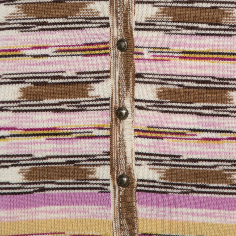M Missoni Multicolor Wool Stripe Knit Tank Top And Cardigan Set L