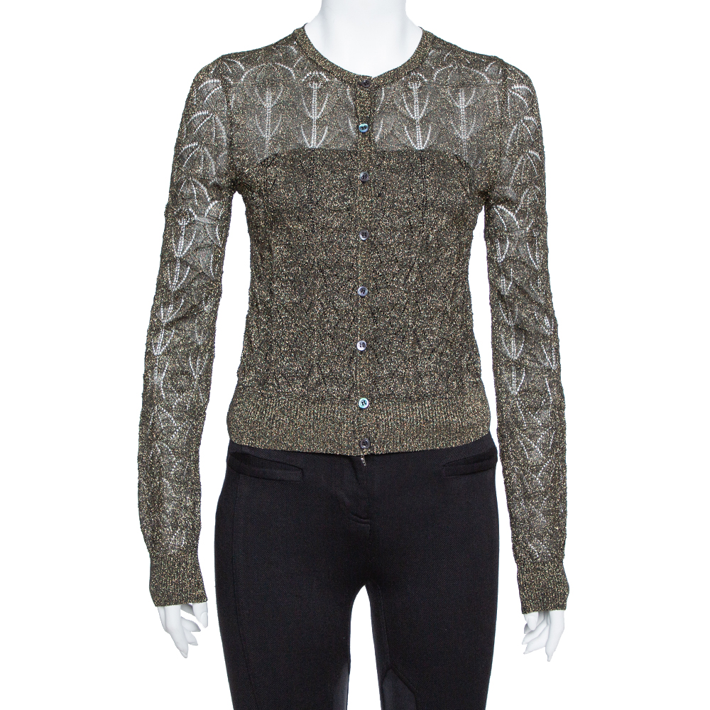 Image of M Missoni Black Lurex Knit Cropped Cardigan S