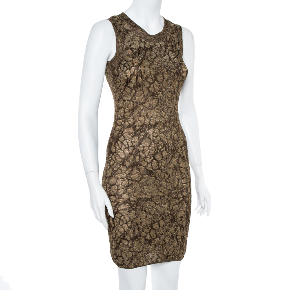 M Missoni Gold Lurex Knit Cardigan & Midi Dress Set S