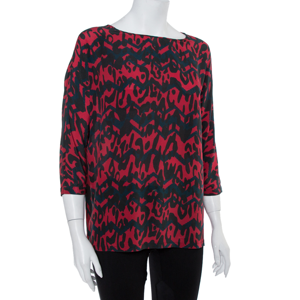 M Missoni Multicolor Printed Silk Oversized Top S