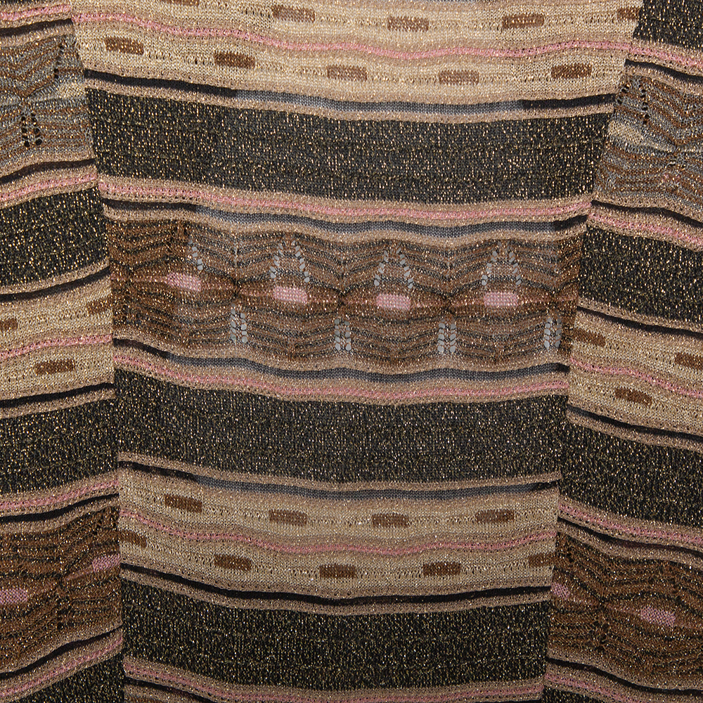 M Missoni Multicolor Lurex Knit Open Back Detail Mini Dress L