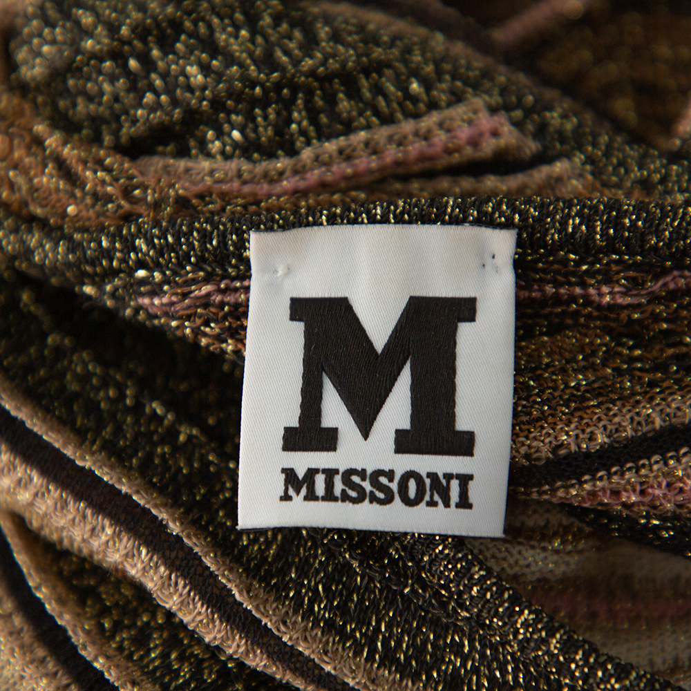M Missoni Multicolor Lurex Knit Open Back Detail Mini Dress L