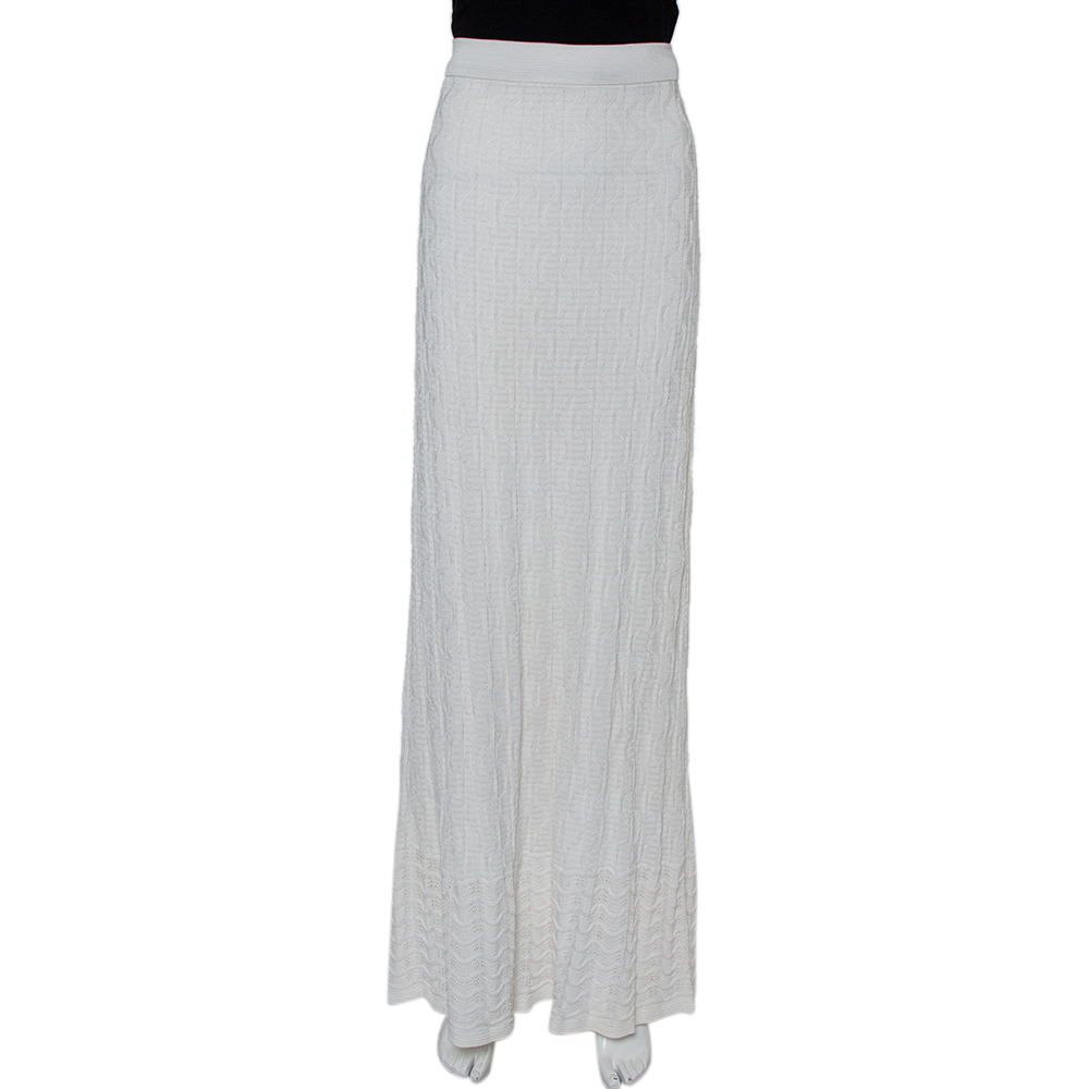 M Missoni White Patterned Knit Maxi Skirt M