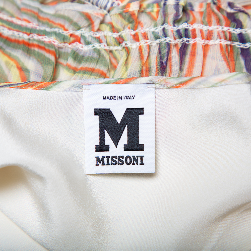 M Missoni Multicolor Printed Silk Sleeveless Tie Detail Midi Dress S