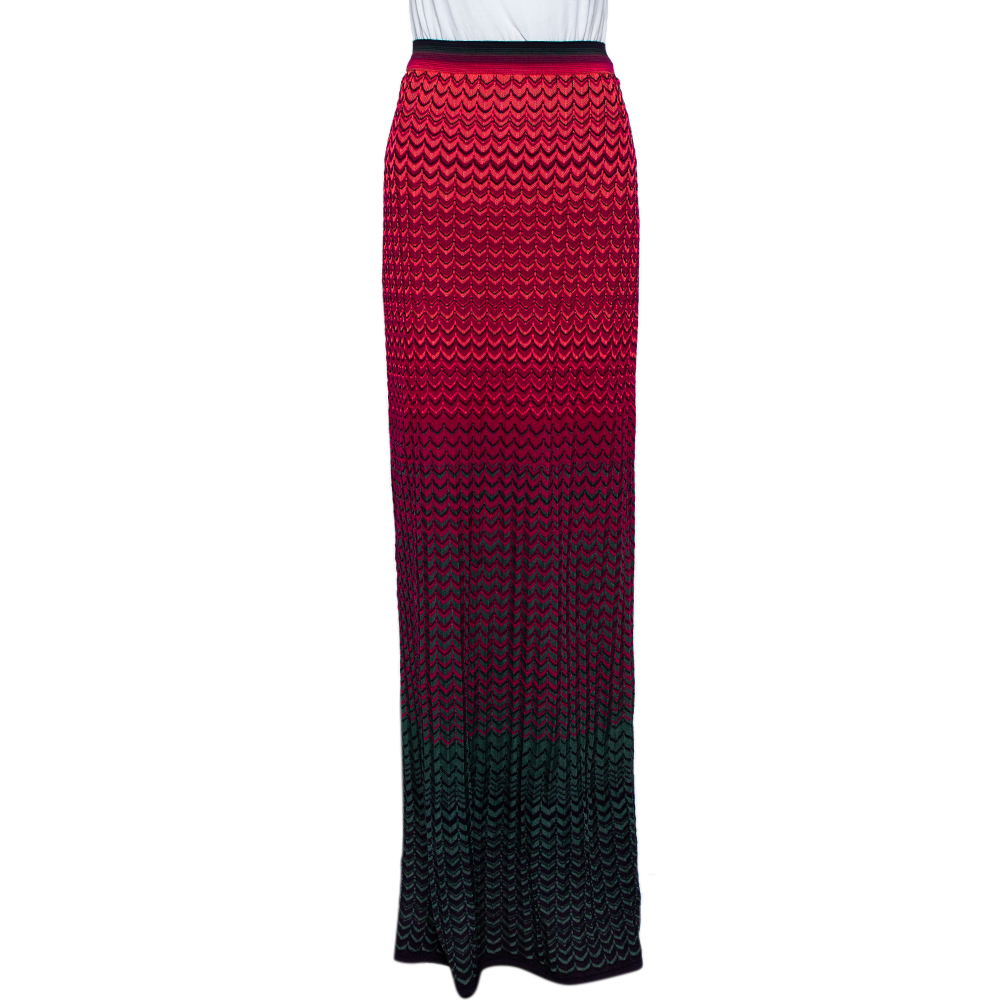 M Missoni Multicolor Patterned Knit Maxi Skirt S