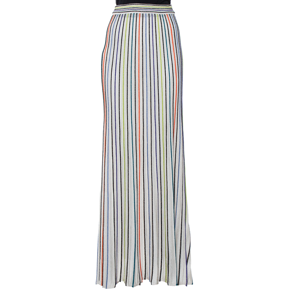 M Missoni Multicolor Striped Lurex Knit Maxi Skirt S