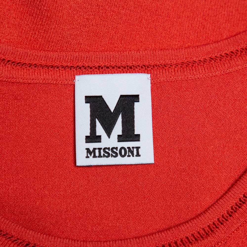 M Missoni Orange Knit Long Sleeve Roundneck T-Shirt M