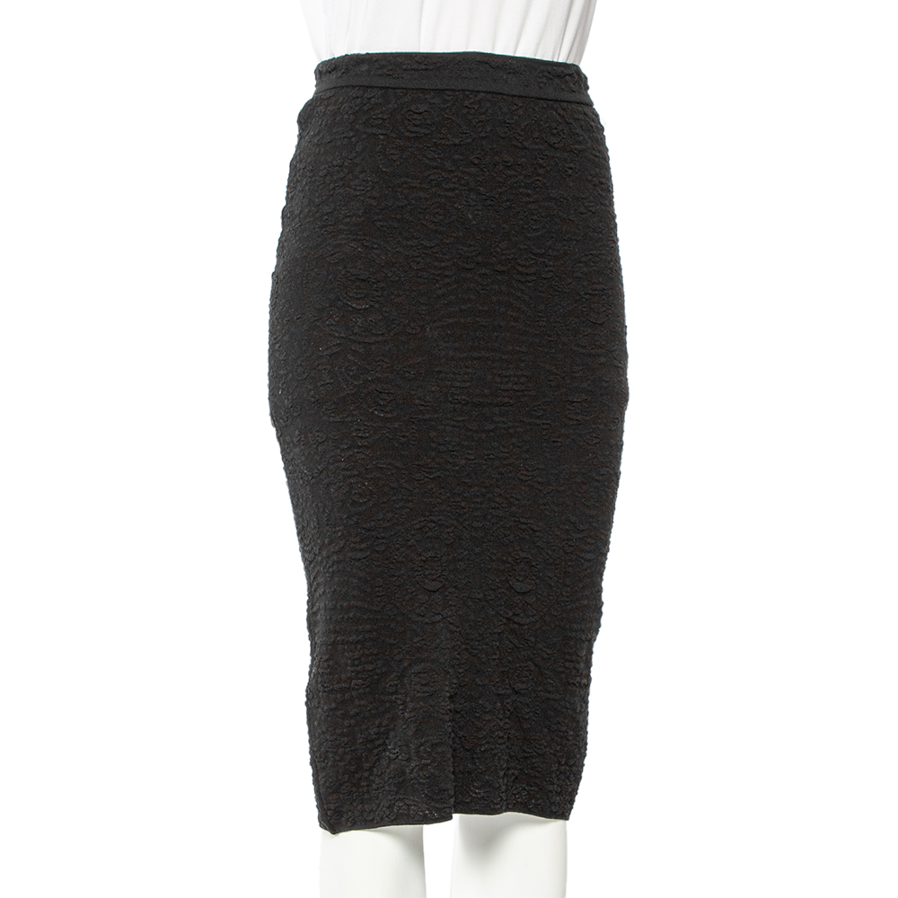

M Missoni Black Textured Knit Pencil Skirt