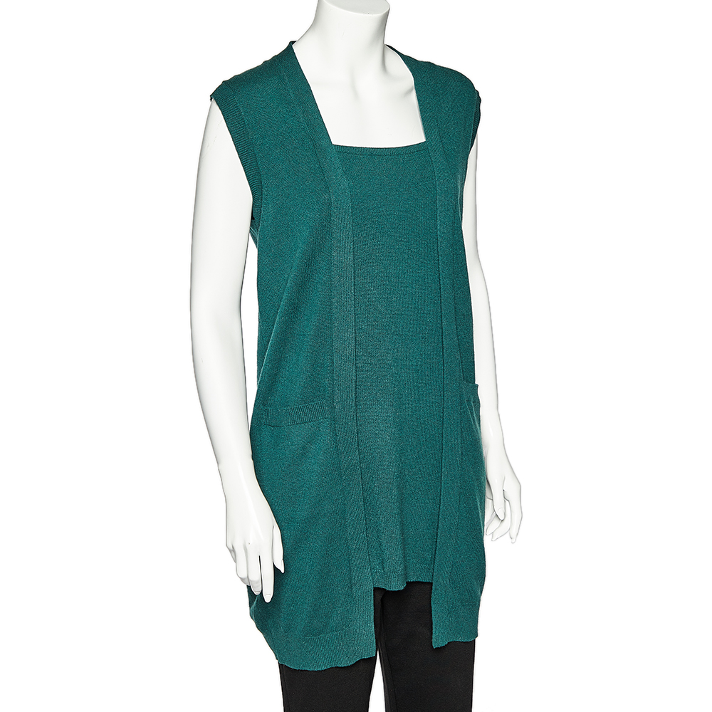 M Missoni Green Merino Wool & Angora Knit Sleeveless Sweater M