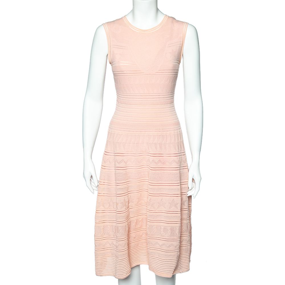 M Missoni Pink Patterned Knit Sleeveless Midi Dress M