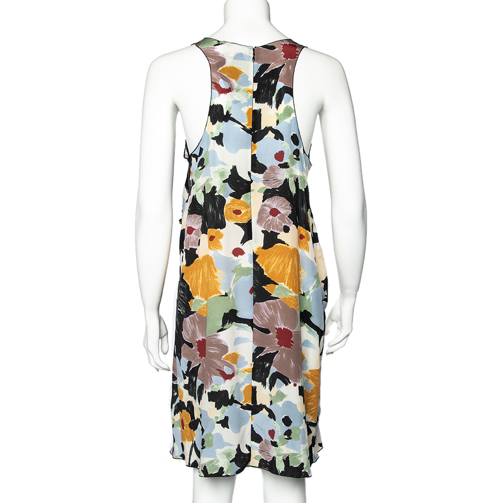 M Missoni Multicolor Floral Printed Silk Sequin Embellished Shift Dress M