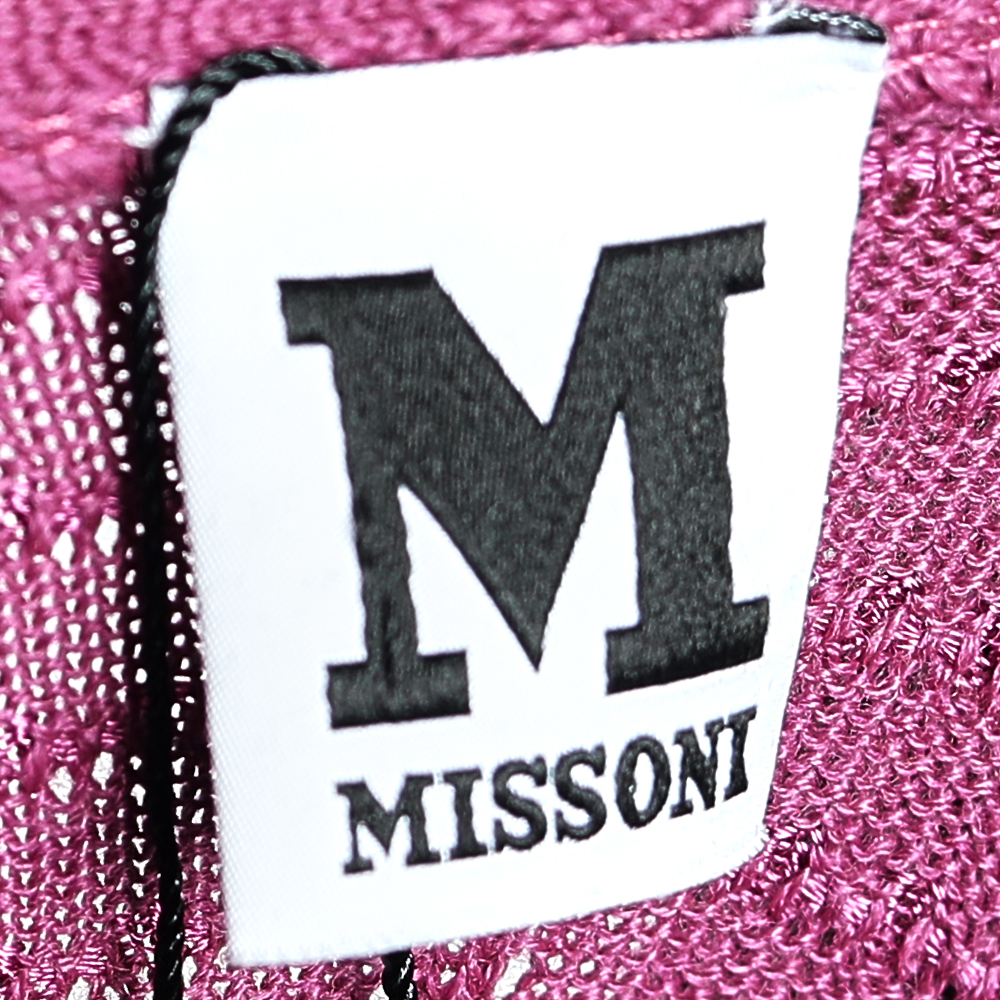 M Missoni Purple Patterned Knit Open Front Cardigan XL