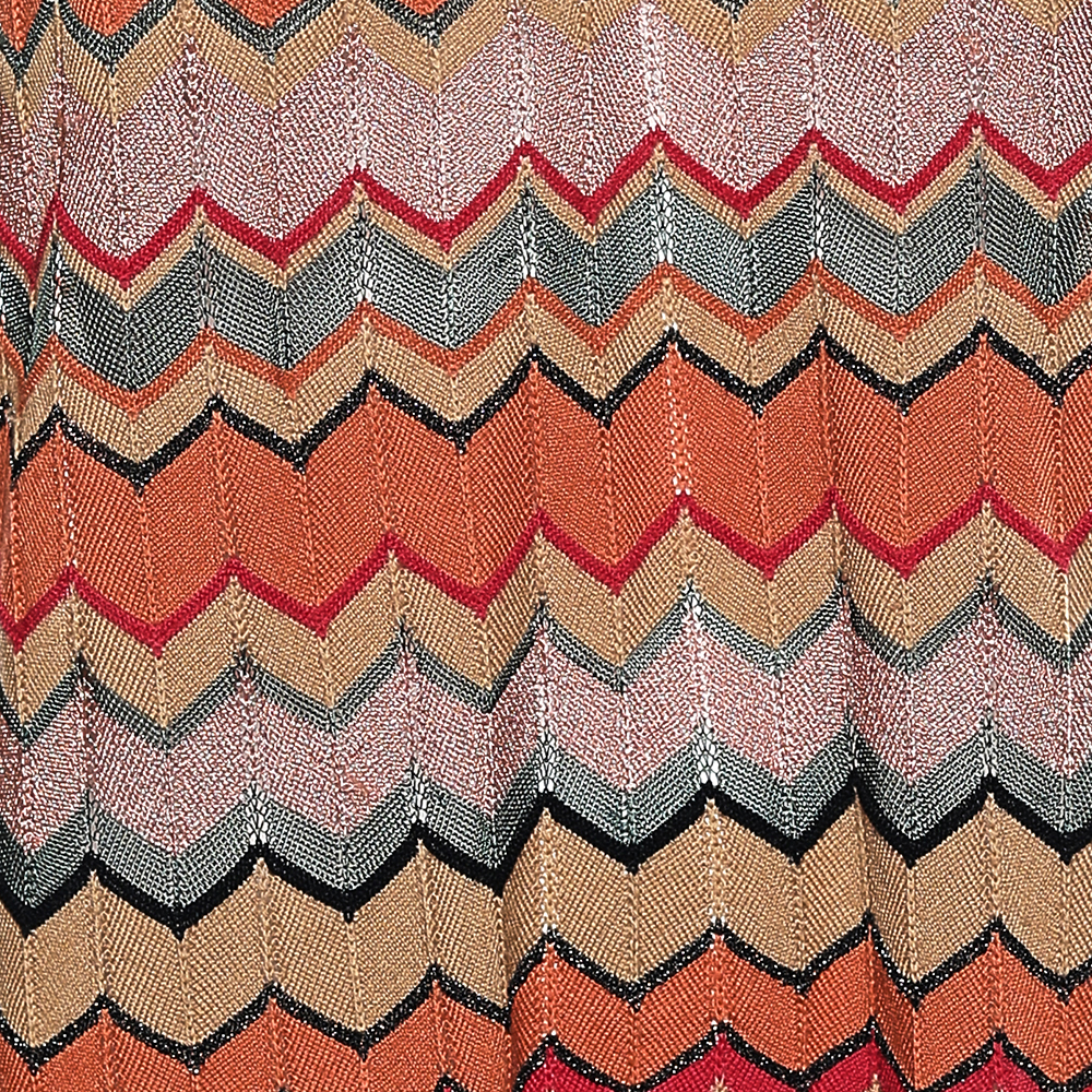 M Missoni Multicolor Zig Zag Patterned Knit Shift Dress L