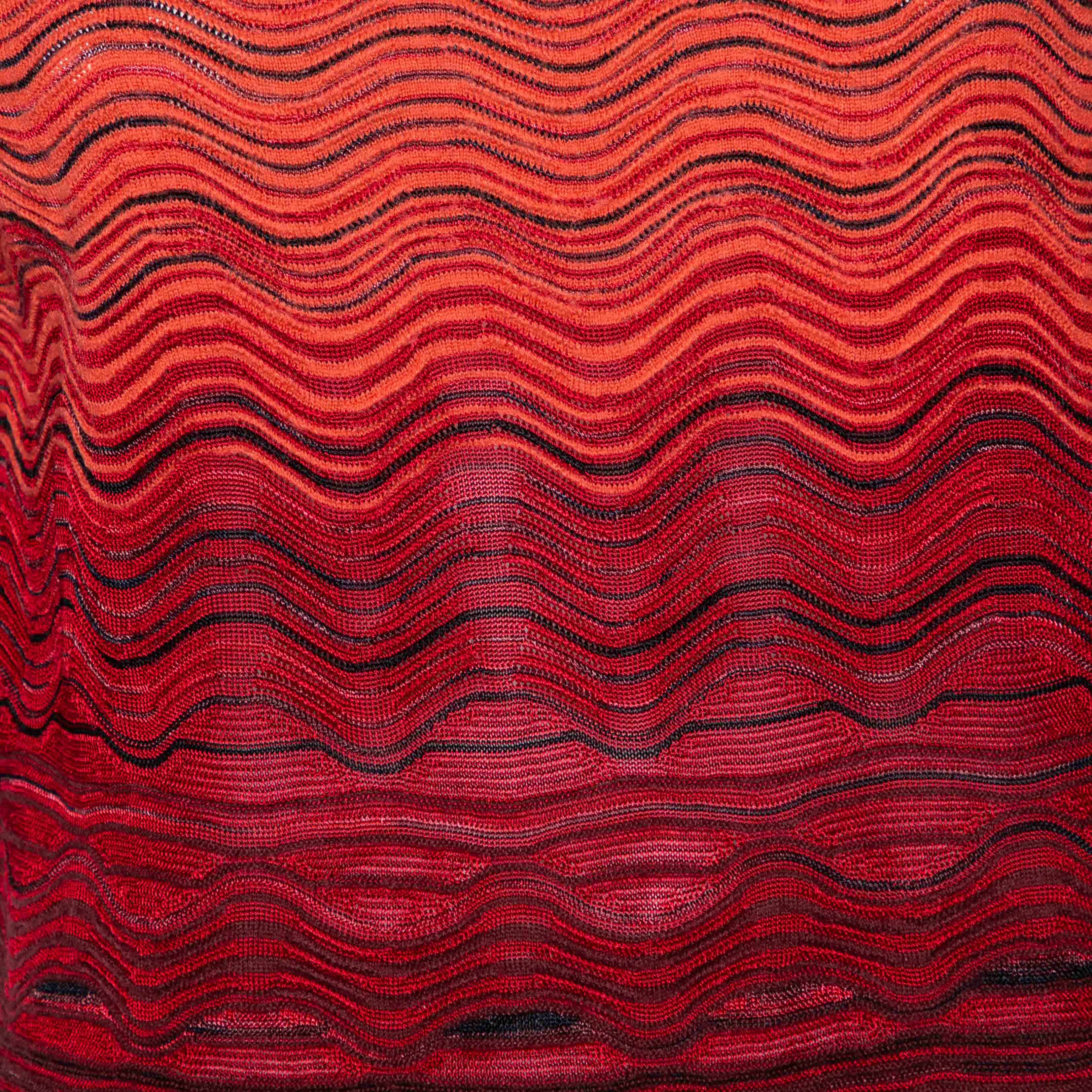 M Missoni Multicolor Wave Pattern Knit Oversized Top S
