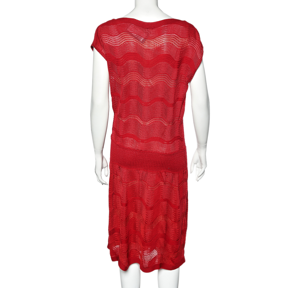 M Missoni Red Patterned Wool Dress L