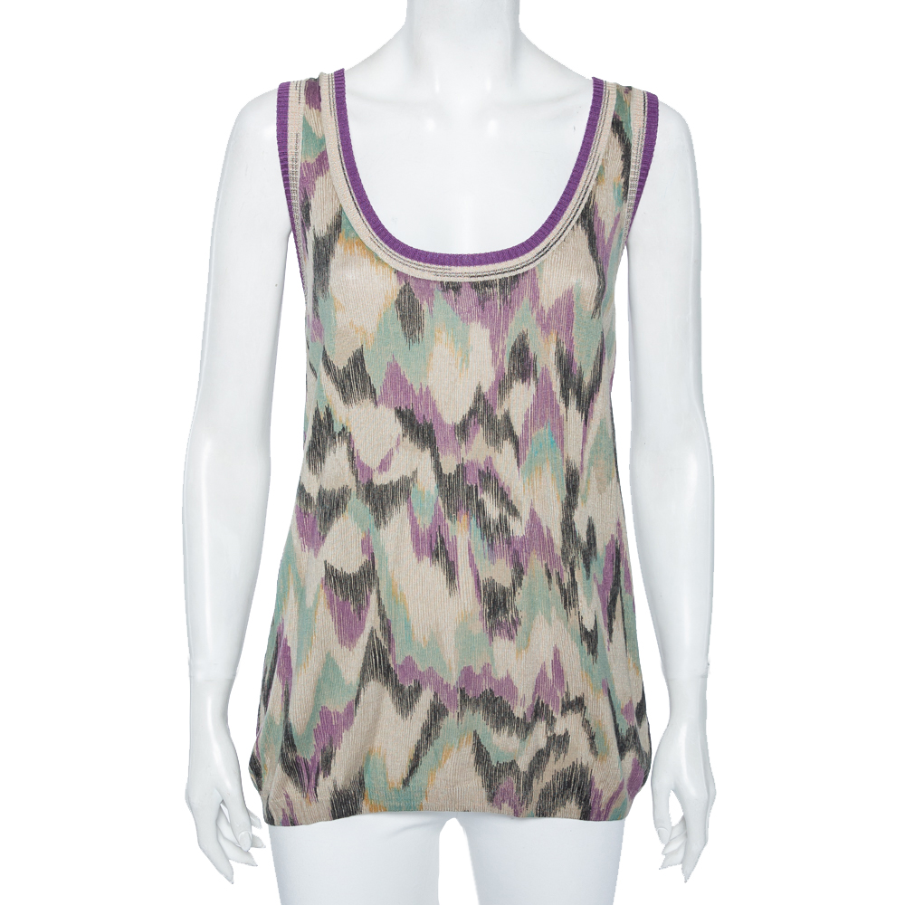 M Missoni Multicolored Patterned Knit Sleeveless Top M