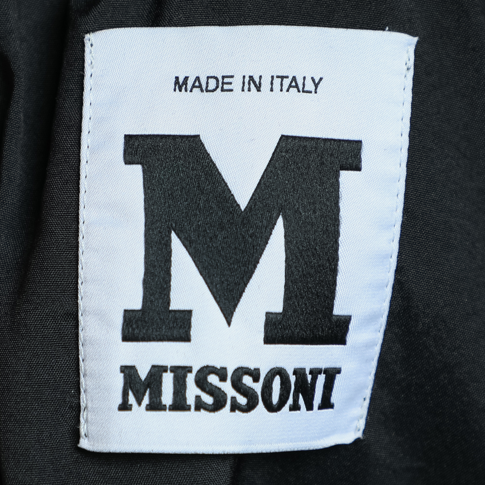 M Missoni Beige Windowpane Patterned Knit Button Front Cardigan M