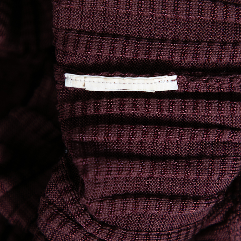 M Missoni Burgundy Patterned Knit Long Sleeve V-Neck Dress L