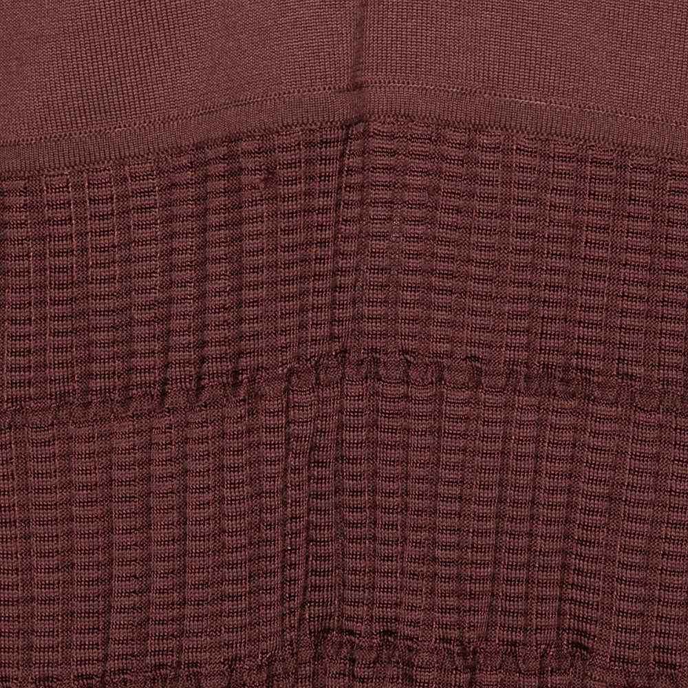 M Missoni Burgundy Patterned Knit Long Sleeve V-Neck Dress L