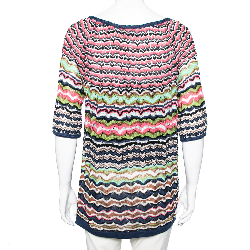 M Missoni Multicolor Perforated Knit Top M