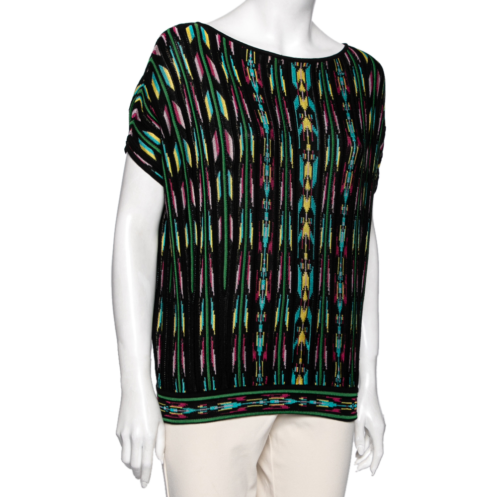 M Missoni Multicolor Perforated Pattern Knit Top S