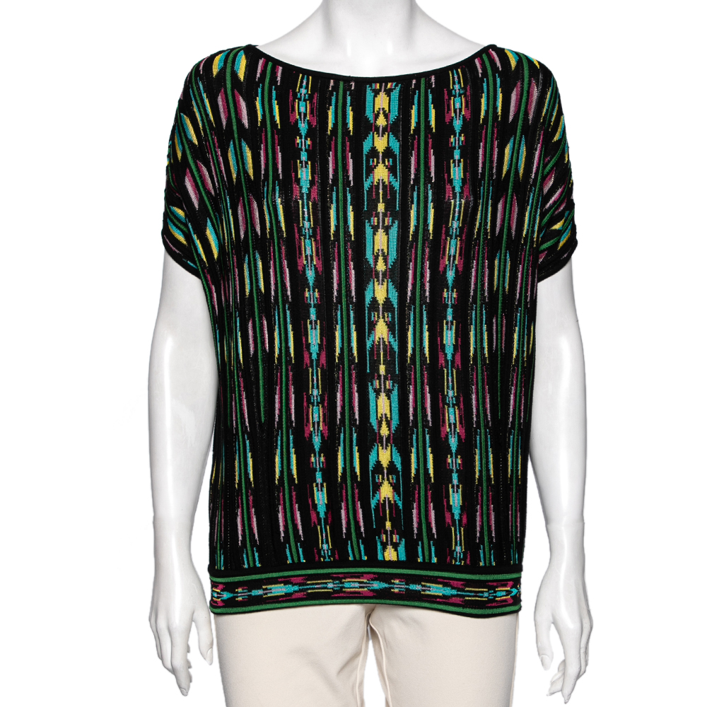 M Missoni Multicolor Perforated Pattern Knit Top S